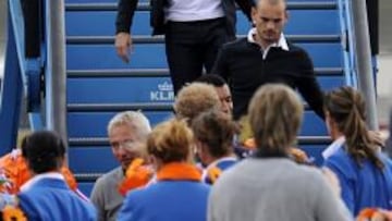 Robben y Sneijder, a su llegada.