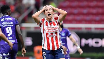 Adriana Iturbide of Guadalajara during the 3rd round match between Guadalajara and Mazatlan FC as part of the Liga BBVA MX Femenil, Torneo Apertura 2024 at Akron Stadium on September 19, 2024 in Guadalajara, Jalisco, Mexico.