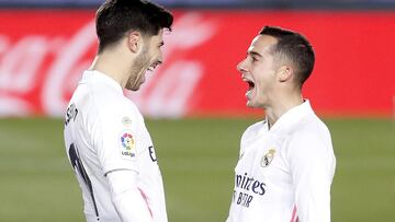 Asensio y Lucas celebran un gol del Madrid la pasada temporada.