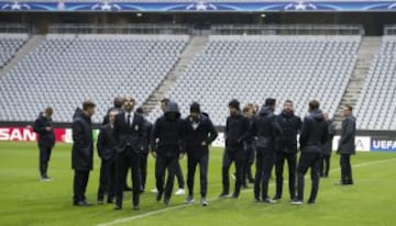 Juan Guillermo Cuadrado y sus compañeros en el Bayern Arena.
