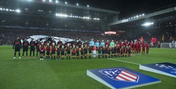 Prolegómenos del partido Liverpool-Atlético disputado en Anfield en 2020.