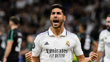 MADRID, SPAIN - NOVEMBER 02: Marco Asensio of Real Madrid CF celebrates his goal during the UEFA Champions League group F match between Real Madrid and Celtic FC at Estadio Santiago Bernabeu on November 2, 2022 in Madrid, Spain. (Photo by Alvaro Medranda/Eurasia Sport Images/Getty Images)