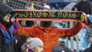 Ultras del Barcelona en el campo del Getafe.