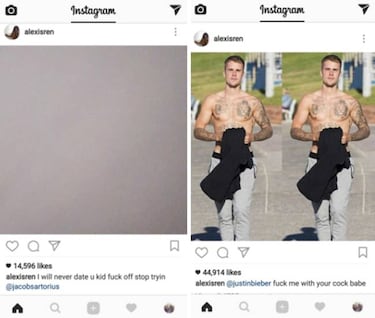 Hackean a Alexis Ren y hacen una proposición indecente a Justin Bieber