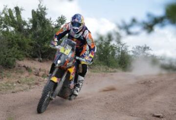 Etapa doce del Rally Dakar 2015, entre Río Hondo y Rosario 
El piloto español Marc Coma del equipo Red Bull KTM en acción 