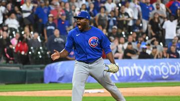 CHICAGO, ILLINOIS - AUGUST 10: H�ctor Neris #51 of the Chicago Cubs reacts after the last out during the ninth inning of a game against the Chicago White Sox at Guaranteed Rate Field on August 10, 2024 in Chicago, Illinois. The Cubs defeated the White Sox 3-1. Nuccio DiNuzzo/Getty Images/AFP (Photo by NUCCIO DINUZZO / GETTY IMAGES NORTH AMERICA / Getty Images via AFP)