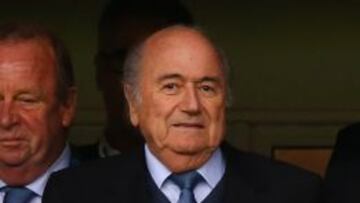 PORTO ALEGRE, BRAZIL - JUNE 30: FIFA President Joseph S. Blatter looks on during the 2014 FIFA World Cup Brazil Round of 16 match between Germany and Algeria at Estadio Beira-Rio on June 30, 2014 in Porto Alegre, Brazil.  (Photo by Martin Rose/Getty Images)