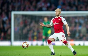 Jack Wilshere of Arsenal during the UEFA Europa League Semi Final match between Arsenal and Atletico Madrid at the Emirates Stadium, London, England on 26 April 2018. Photo by Salvio Calabrese.