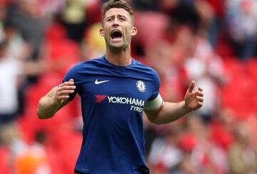 Cahill celebrates after Chelsea's FA Cup semi-final win over Southampton last weekend.