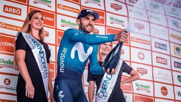 Carlos Barbero celebra su victoria en la primera etapa de la Vuelta a Austria