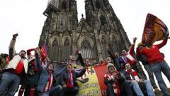 Seguidores del Atl&eacute;tico en Colonia en el partido del a&ntilde;o pasado ante el Leverkusen.