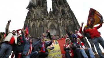 Seguidores del Atlético en Colonia en el partido del año pasado ante el Leverkusen.