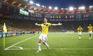 28 de junio de 2014. Mundial Brasil 2014. Partido de Colombia contra Uruguay. En ese encuentro, James Rdríguez marcó el mejor gol de año 2014.