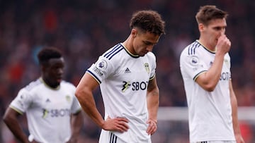 Soccer Football - Premier League - AFC Bournemouth v Leeds United - Vitality Stadium, Bournemouth, Britain - April 30, 2023 Leeds United's Rodrigo looks dejected after the match Action Images via Reuters/Andrew Couldridge EDITORIAL USE ONLY. No use with unauthorized audio, video, data, fixture lists, club/league logos or 'live' services. Online in-match use limited to 75 images, no video emulation. No use in betting, games or single club /league/player publications. Please contact your account representative for further details. TPX IMAGES OF THE DAY