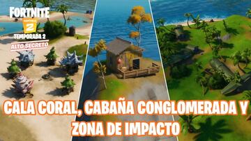 Fortnite Cap&iacute;tulo 2 - Temporada 2 | Desaf&iacute;o de Travesuras de Mia&uacute;sculos: visita Cala Coral, Caba&ntilde;a Conglomerada y Zona del Impacto sin nadar en una misma partida