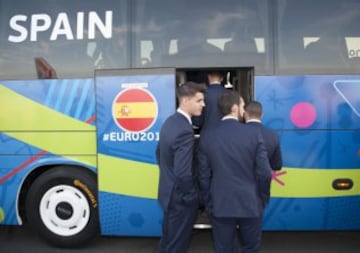 The Spain squad arrive for Euro 2016