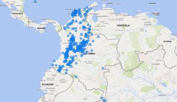 Mapa del coronavirus en Colombia.