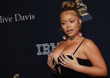 Latto , rapera, cantante y compositora estadounidense, durante la alfombra roja de la pre gala de los Premios Grammy.