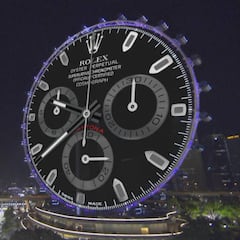 La noria de Singapur, convertida en un reloj gigante