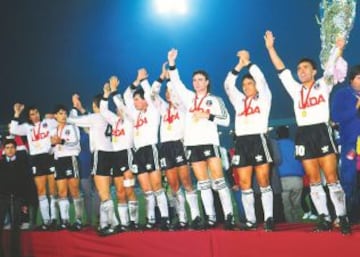 Colo Colo celebra la obtención de la Copa Libertadores 1991.