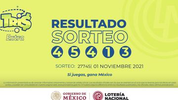 Resultados Lotería Tris Extra hoy: ganadores y números premiados | 1 de noviembre