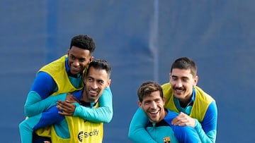 Busquets, en un entrenamiento del Barça.