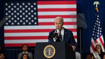 GREENSBORO, USA - APRIL 14: US President Joe Biden delivering remarks on his Administrationâs efforts to make more in America, rebuild our supply chains here at home, and bring down costs for the American people as part of Building a Better America in Greensboro, NC, on April 14, 2022. (Photo by Peter Zay/Anadolu Agency via Getty Images)