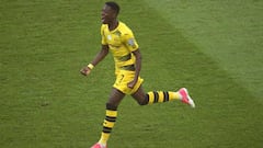 Dortmund&#039;s French midfielder Ousmane Dembele celebrates scoring the opening goal during the German Cup (DFB Pokal) final football match Eintracht Frankfurt v BVB Borussia Dortmund at the Olympic stadium in Berlin on May 27, 2017. / AFP PHOTO / Odd ANDERSEN / RESTRICTIONS: ACCORDING TO DFB RULES IMAGE SEQUENCES TO SIMULATE VIDEO IS NOT ALLOWED DURING MATCH TIME. MOBILE (MMS) USE IS NOT ALLOWED DURING AND FOR FURTHER TWO HOURS AFTER THE MATCH. == RESTRICTED TO EDITORIAL USE == FOR MORE INFORMATION CONTACT DFB DIRECTLY AT +49 69 67880
 
  / 