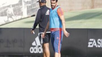 Negredo y Nuno, durante un entrenamiento.