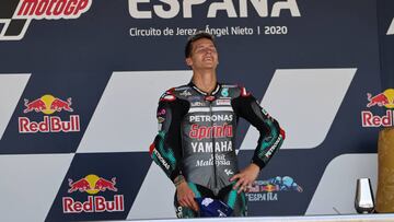 19/07/20 MOTOGP GP DE ESPA&Ntilde;A EL VENCEDOR DE MOTOGP FABIO QUARTARARO MOTOCICLISMO PODIO ALEGRIA 