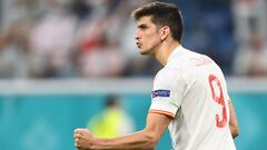 Soccer Football - Euro 2020 - Quarter Final - Switzerland v Spain - Saint Petersburg Stadium, Saint Petersburg, Russia - July 2, 2021 Spain&#039;s Gerard Moreno celebrates after scoring a penalty during a penalty shootout Pool via REUTERS/Kirill Kudryavts