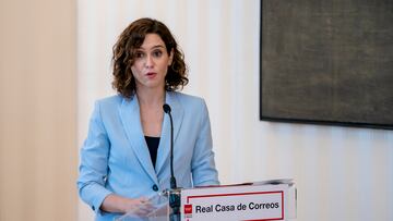 La presidenta de la Comunidad de Madrid, Isabel Díaz Ayuso, interviene en el acto del hasta ahora consejero de Educación y Universidades de la Comunidad de Madrid como vicepresidente del Gobierno regional, en la Real Casa de Correos, a 20 de junio de 2022, en Madrid (España). Ossorio obtiene este cargo tras su proclamación por parte de la presidenta de la Comunidad de Madrid con el objetivo de coordinar todo el Ejecutivo autonómico y definir su proyecto a largo plazo, pensando en los “próximos diez o veinte años”.
20 JUNIO 2022;OSSORIO;VICEPRESIDENTE;GOBIERNO;MADRID;COMUNIDAD
A. Pérez Meca / Europa Press
20/06/2022