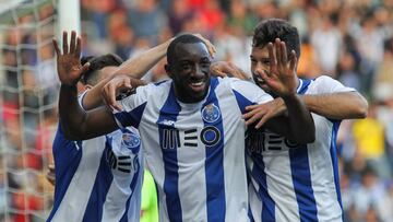 Marega celebra el gol de la victoria contra el Marítimo.