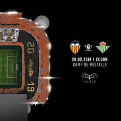 "Volem la Copa", el mosaico que vestirá Mestalla ante el Betis