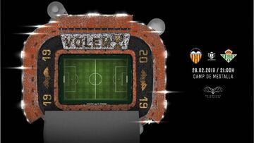 "Volem la Copa", el mosaico que vestirá Mestalla ante el Betis