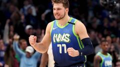 DALLAS, TEXAS - JANUARY 08: Luka Doncic #77 of the Dallas Mavericks reacts against the Denver Nuggets in the second half at American Airlines Center on January 08, 2020 in Dallas, Texas. NOTE TO USER: User expressly acknowledges and agrees that, by downloading and or using this photograph, User is consenting to the terms and conditions of the Getty Images License Agreement.   Tom Pennington/Getty Images/AFP
 == FOR NEWSPAPERS, INTERNET, TELCOS &amp; TELEVISION USE ONLY ==