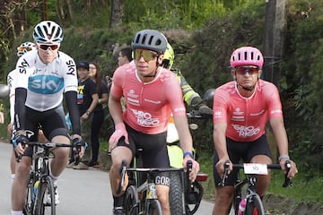 El británico Chris Froome encabezó la primera edición del 'Giro de Rigo' que disputó en Guatapé junto a Rigoberto Urán y otros ciclistas colombianos.