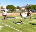 La notable acrobacia de Fierro en partido de tenis-fútbol