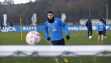 Retuerta, en el entrenamiento del Deportivo de este miércoles.