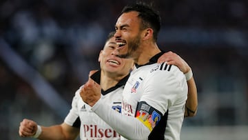 Futbol, Colo Colo vs Union Española.
Fecha 24 campeonato Nacional 2022.
El jugador de Colo Colo Gabriel Suazo , celebra su gol contra Union Española durante el partido por primera division realizado en el estadio Monumental.
Santiago, Chile.