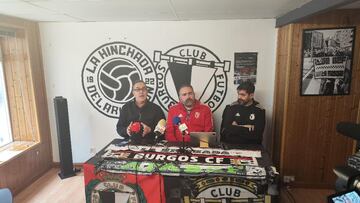 Peque?os accionistas y pe?istas del Burgos protestan por la falta de informaci¨®n sobre la venta del club.