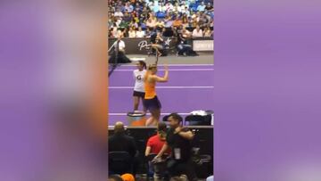 Maria Sharapova shows off her dance moves on court return
