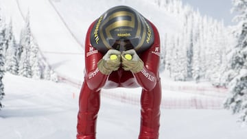 Jan Farrell posa con el equipamiento con el que compite en la Copa del Mundo de Speed Ski.