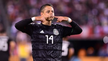 Fotografía del último festejo de Javier Hernández con la Selección Mexicana, fue en el 3-0 vs. Estados Unidos en 2019.