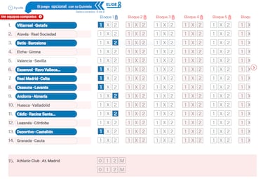 Elige 8 de La Quiniela jornada 26 - 6/12/25 