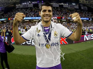 03/06/17 FINAL CHAMPIONS LEAGUE 2017 
 JUVENTUS DE TURIN - REAL MADRID 
 ALEGRIA MORATA  CELEBRACION COPA TROFEO CAMPEONES