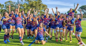 Las jugadoras majariegas celebran el ttulo en la Copa Ibrica el domingo.