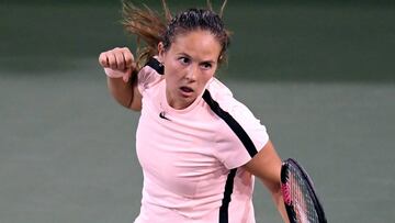 La rusa Daria Kasatkina celebra su victoria ante Venus Williams en Indian Wells.