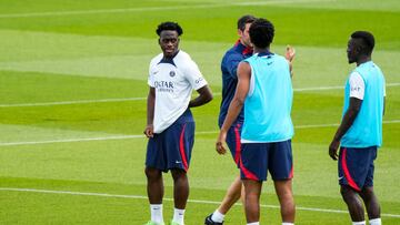 Arnaud KALIMUENDO of Paris Saint Germain (PSG) during the training and Press Conference of Paris at Camp des Loges on August 4, 2022 in Paris, France. (Photo by Hugo Pfeiffer/Icon Sport via Getty Images)