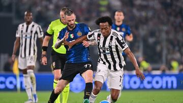 Juan Guillermo Cuadrado la final de la Copa Italia ente Juventus e Inter.